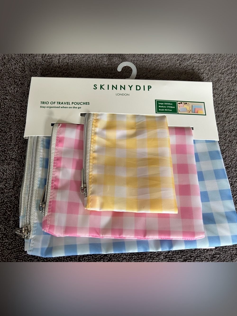 Gingham Travel Pouches - 3 Pack